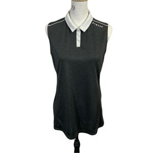 Oakley Women's Black Sleeveless Polo Top with White Collar